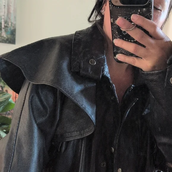 LeatherBiker Trench Coat